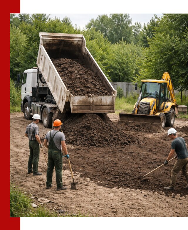 Доставка и укладка грунта для выравнивания участка в Нефтеюганске